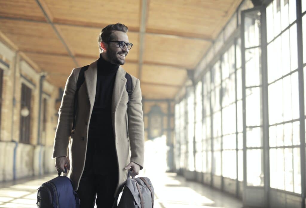 businessman traveling with bags
